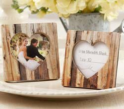 "Rustic Romance" Faux-Wood Heart Place Card Holder/Photo Frame  