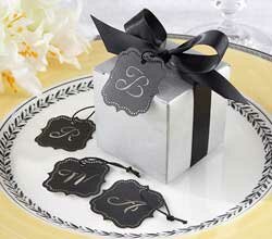 "Letter Perfect" Silver Favour Box Kit with Laser-Cut Monogrammed Tag (Set of 24)  